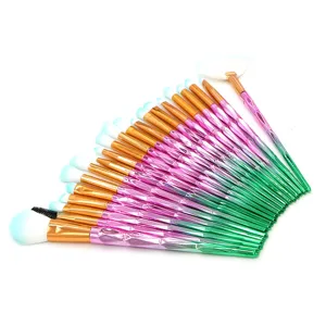 20pcs makeup brush set with gradient diamond handles, soft bristles for daily use.