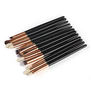 12-piece professional eye makeup brush set featuring soft synthetic bristles and chic handles.