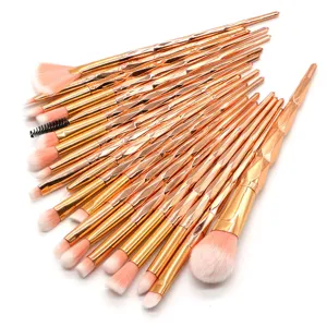 20 pcs rose gold makeup brush set with diamond handles, professional cosmetic tools for eye makeup.