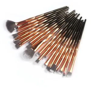 Professional 20-piece makeup brush set with diamond gradient handles for flawless daily makeup.