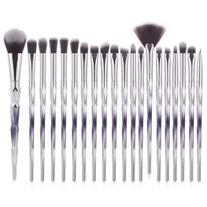 20pcs professional makeup brush set eyeshadow blending purple diamond handle tools kit