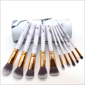 10pcs marble makeup brush set with PU storage bucket professional cosmetic tools