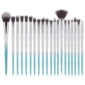 20-piece makeup brush set with gradient diamond handles for professional eye shadow application.