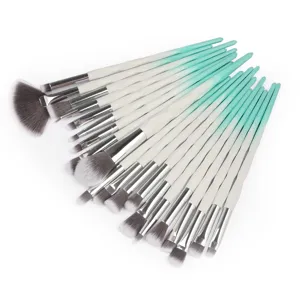 Professional 20-piece gradient makeup brush set with soft synthetic bristles for flawless blending.