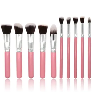 Set de 10 Pinceaux de Maquillage Professionnels Outils Cosmétiques Doux Poignée Rose