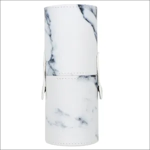 Marble pattern PU leather makeup brush holder storage bucket cosmetic tool organizer box