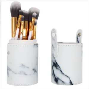 10pcs Marble Makeup Brush Set with PU Storage Bucket Professional Beauty Cosmetic Tools