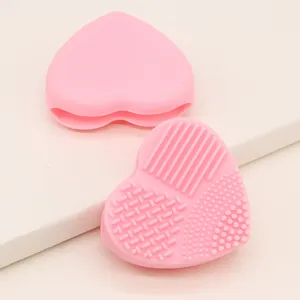 Silikon Herz Make-up Pinsel Reiniger Pad rosa Kosmetikwerkzeug Detailansicht fuer Reinigung