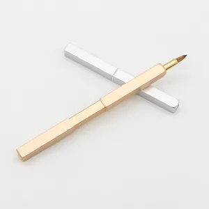 Portable telescopic lip brush with metal case, mini retractable makeup tool for lipstick.