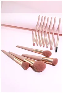 Rosa Make-up Pinsel Set Detailansicht, professionelle Kosmetikwerkzeuge fuer Make-up.