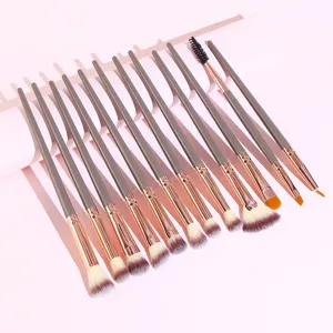 Detailed view of the versatile makeup brush set featuring soft bristles and rose gold ferrules.