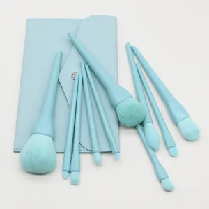Professional Candy Color Makeup Brushes Soft Synthetic Hair Foundation Powder Blush Eye Shadow Tools With PU Leather Case