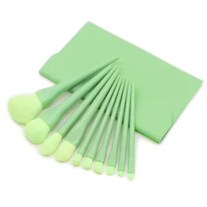 10-piece candy color makeup brush set with storage bag soft synthetic face eye cosmetic tools