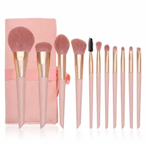 Rosa 11-teiliges Make-up Pinsel Set mit Etui professionelle Kosmetik Pinsel Werkzeuge