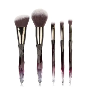 5-piece crystal handle makeup brush set professional gradient cosmetic tools for daily beauty