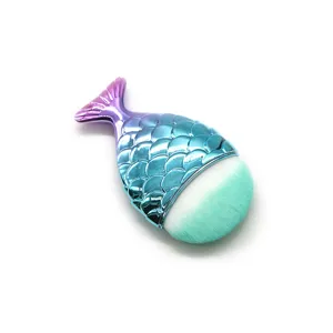 Small mermaid tail makeup brush for liquid foundation and BB cream, gradient color design.