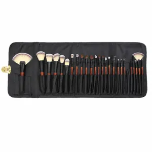 26 pcs professional makeup brush set with leather roll bag, horse hair cosmetic tools.