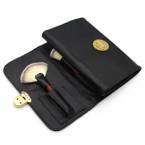 Black PU Leather Makeup Brush Roll Bag Professional Cosmetic Tool Storage Case Organizer Set