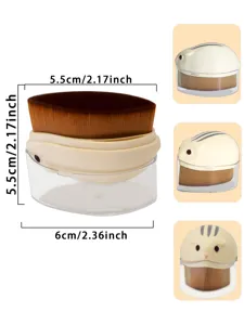 Portable cute hamster makeup brush with dustproof cover for foundation and contour travel use.