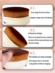 Portable foundation makeup brush with 6cm large surface and pointed arc design for smooth daily use.