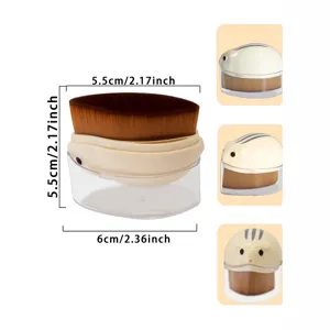Portable hamster foundation brush with dustproof cover and soft dense bristles for makeup.