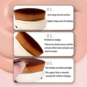 Portable travel foundation brush with dustproof cover and soft dense bristles for smooth makeup.