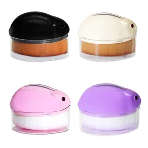 Portable cute hamster foundation makeup brush with dustproof cap, travel cosmetic tool.
