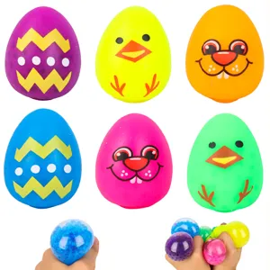 Huevo de Pascua Expresión Animal TPR Caucho Suave Cuentas de Agua Juguete Alivio del Estrés Lindo Dibujo Animado Bola de Ventilación