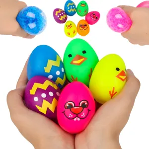 Juguete de apretar con forma de huevo de Pascua cara de animal bonita bola antiestrés.