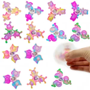 Silicone Pop Fidget Spinner Sensory Toy Stress Relief Macaron Gradient Finger Toy Portable Decompression Toy For Kids Adults