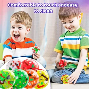 Christmas water bead squeeze stress relief toy detail showing children playing safely indoors.
