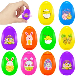 Creative Easter Printed Egg Spinner Toy Cartoon Rabbit Carrot Top Plastic Fidget Stress Relief Toy Party Gift