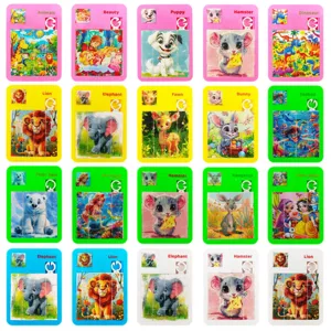 Cartoon animal sliding puzzle 16-grid brain teaser educational toy wholesale for kids gifts