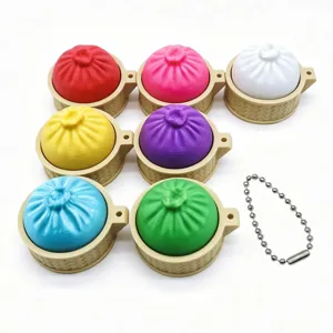 3D Printed Steam Bun Fidget Toy Keychain Colorful Xiaolongbao Stress Relief Decompression Toy