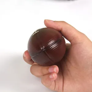 Brown PU foam rugby stress relief ball, soft squeeze toy, 9cm decompression grip toy for hand.