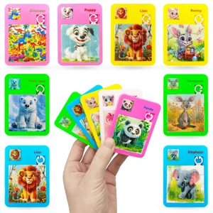 Cartoon Animal Sliding Puzzle Huarongdao 16-Grid Maze Educational Toy Kids School Gift Portable Mini Puzzle Game