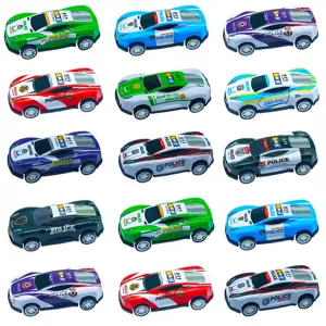 Mini metalen pull-back politie en brandweer speelgoedauto set, kleurrijke voertuigmodellen voor kids.