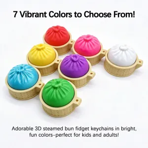 3D printed steamed bun fidget keychain sensory toy desktop decompression novelty gift.