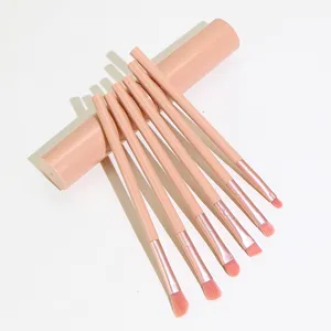 6-piece mini barrel makeup brush set, professional eye shadow and contour cosmetic tools.