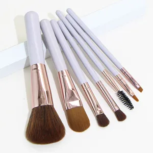 7pcs light purple makeup brush set with rose gold ferrule professional cosmetic tools