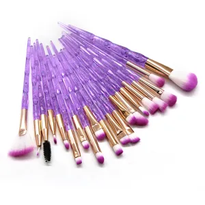 20pcs Diamond Makeup Brush Set Purple Glitter Handle Eyeshadow Beauty Tools Kit Professional