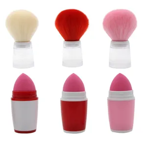 2-in-1 makeup brush and powder puff versatile cosmetic tool for loose powder and blush application.