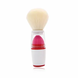 2-in-1 makeup brush and powder puff, soft bristles, portable beauty tool for daily use.