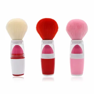 2-in-1 makeup brush and powder puff portable cosmetic tool with soft bristles and sponge