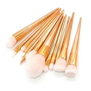 7-piece makeup brush set with elegant gold handles and soft bristles for flawless look.