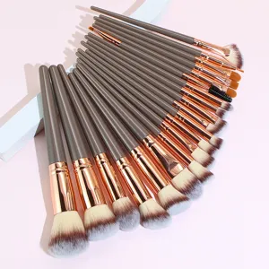 Professional Makeup Brush Set Synthetic Fiber Bristles Loose Powder Eyeshadow Blending Contour Beauty Tools Plastic Long Handle Brushes For Cosmetics Daily Travel