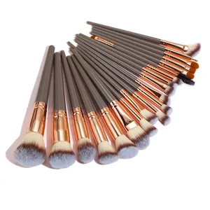 20 pcs professional makeup brush set grey handle synthetic hair cosmetic tools powder eyeshadow