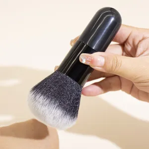 Large Black Chubby Powder Brush Synthetic Fiber Face Makeup Brush For Loose Powder Foundation Blush Professional Beauty Tool