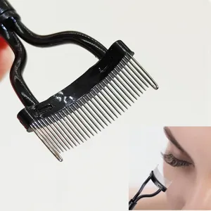 Pettine Per Ciglia A Denti In Acciaio Inossidabile Curvo Spazzola Per Mascara Separatore Per Ciglia In Metallo Con Coperchio Di Protezione Per Donna
