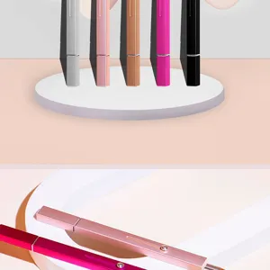 Professional dual-ended lip makeup brush with metallic handle portable cosmetic tool
